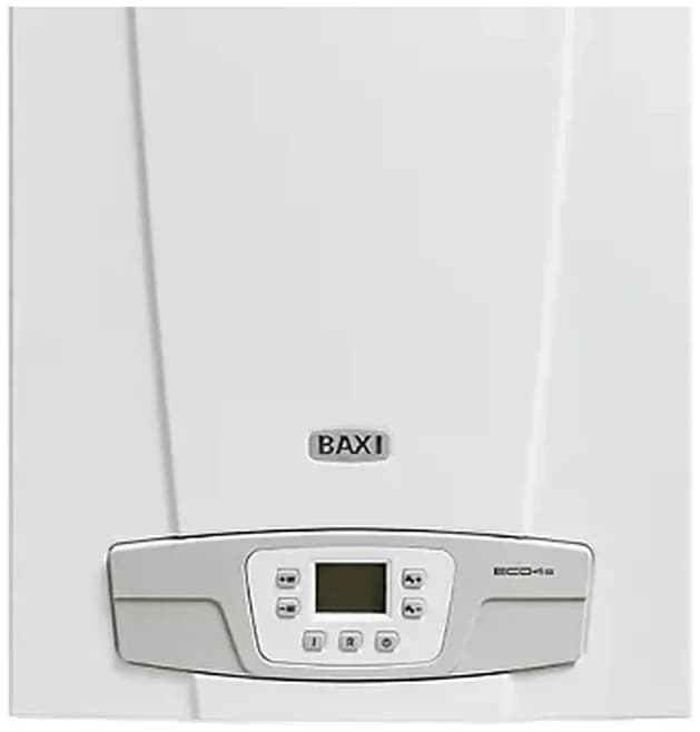 Котёл BAXI ECO-4s 24 — крупный план корпуса и панели, фрагмент фронтального изображения