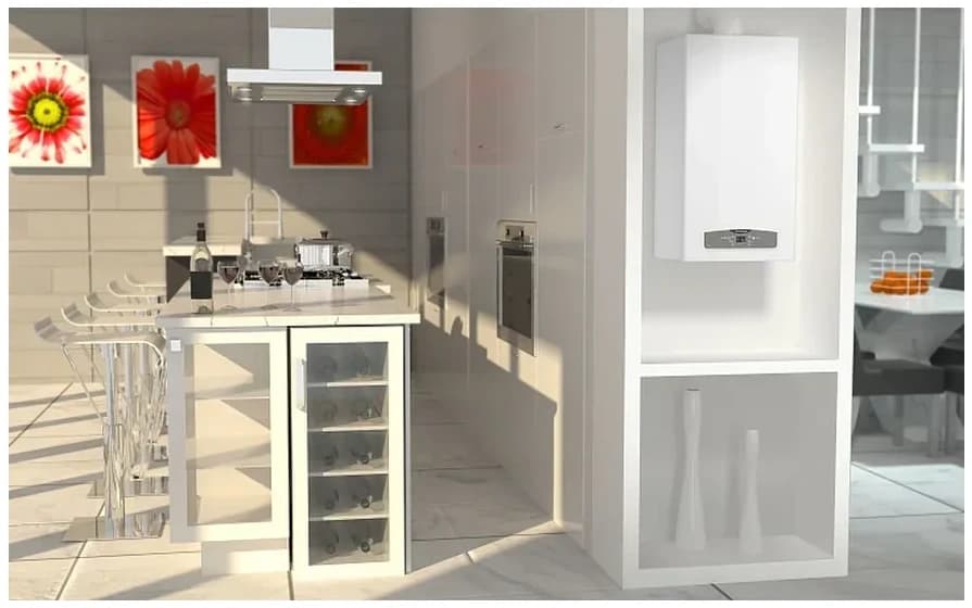 Ariston CARES X 24 CF NG — в светлом интерьере кухни